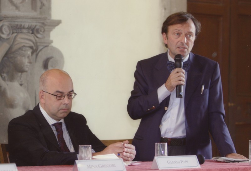 Gianni Papi e F.Petrucci, inaug. mostra La Schola del Caravaggio, 12.10.2006