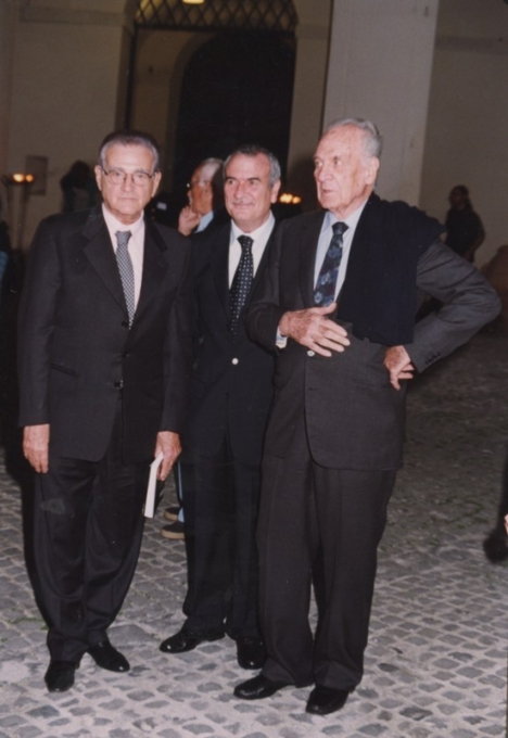 Teddy Reno, Frappelli e Massimo Girotti, Inaugurazione mostra Gattopardo, 12.10.2001